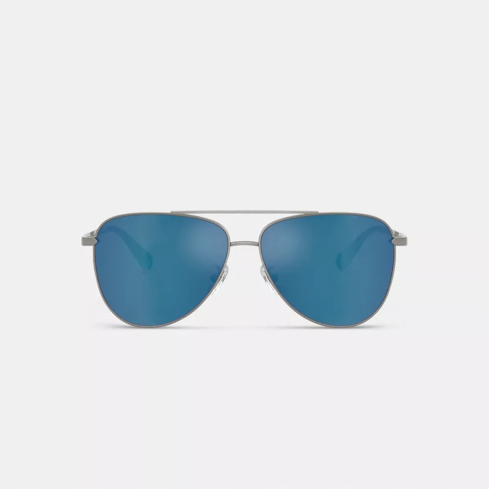 C Hardware Metal Pilot Sunglasses - Silver/Blue