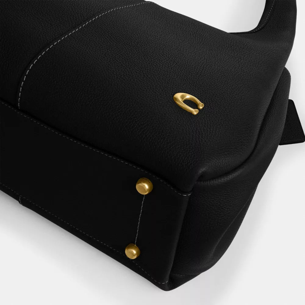 Lana Shoulder Bag - Polished Pebble Leather/Brass/Black