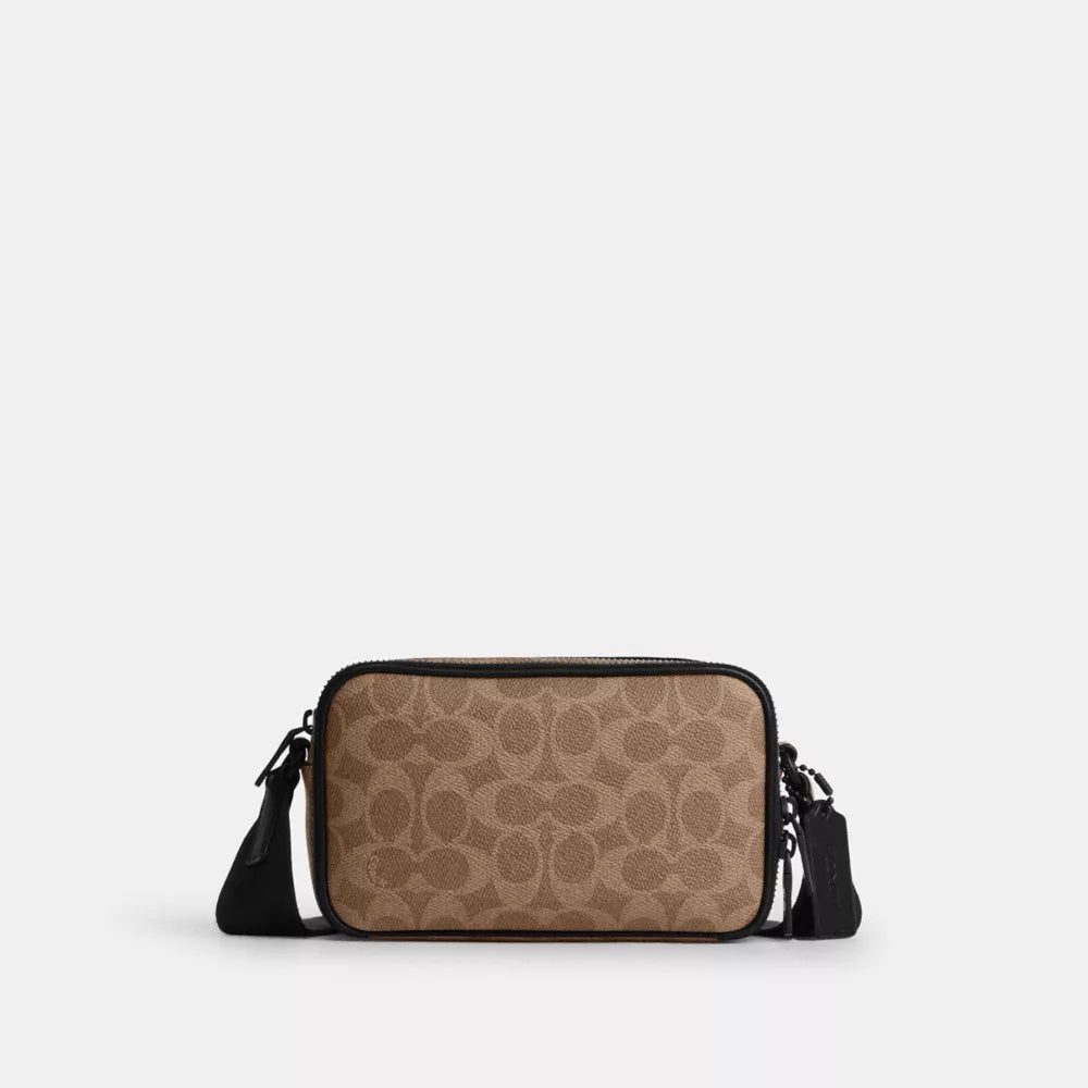 Colton Crossbody Bag 19 In Signature Canvas - Signature Canvas/Matte Black/Tan Black