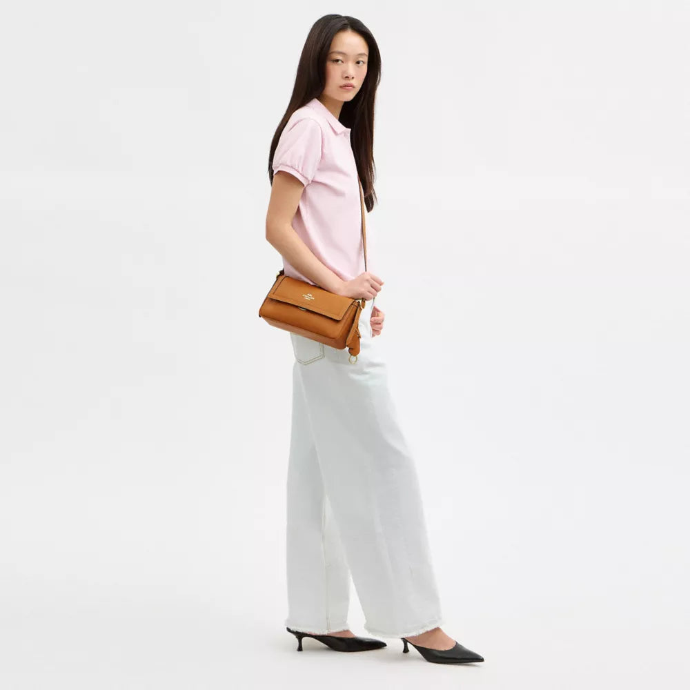 Etta Small Flap Shoulder Bag - Gold/Brown