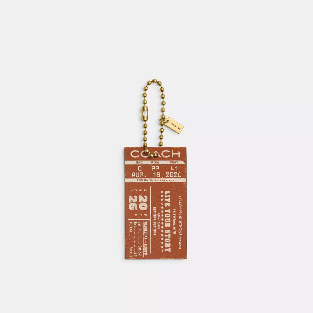 Tabby In Chains Concert Ticket Bag Charm - Brass/Burnished Amber