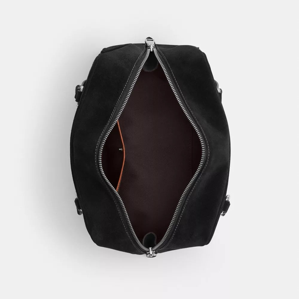 Sydney Shoulder Bag - Suede/Silver/BLACK