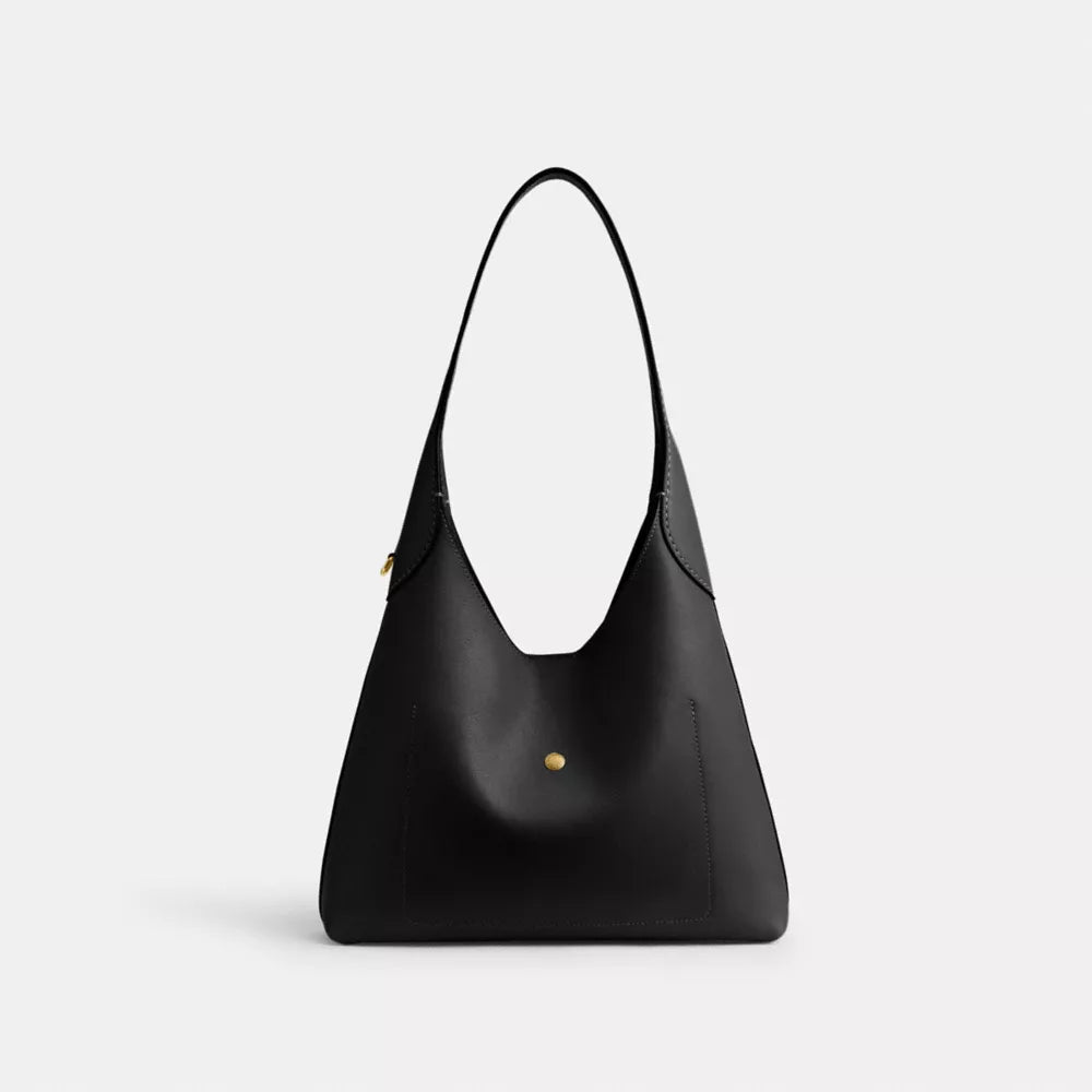 Brooklyn Shoulder Bag 28 - Natural Grain Leather/Brass/Black