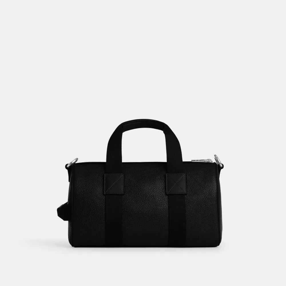 Explorer Duffle Bag 28 - Pebbled Leather/Silver/Black