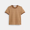 Signature Ringer T-Shirt In Organic Cotton - Tan Signature