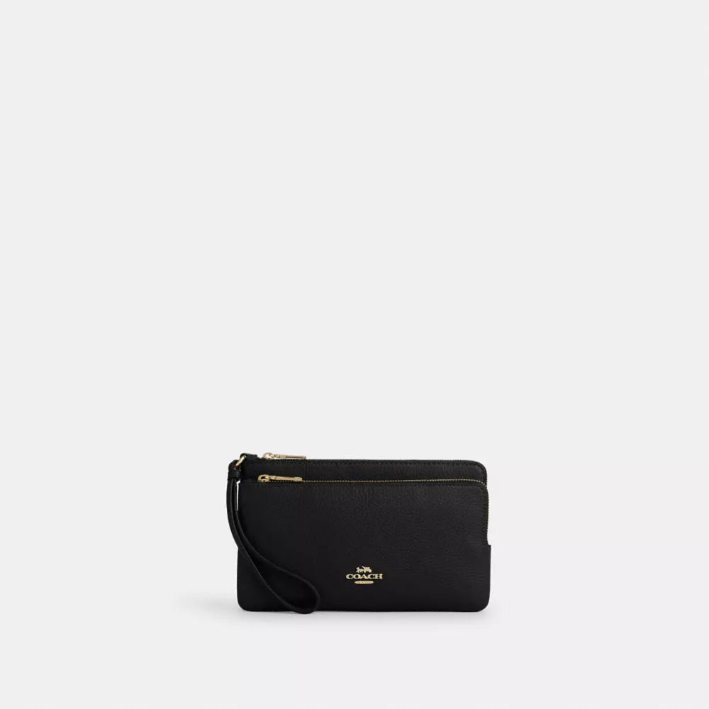 Double Zip Wallet - Gold/Black