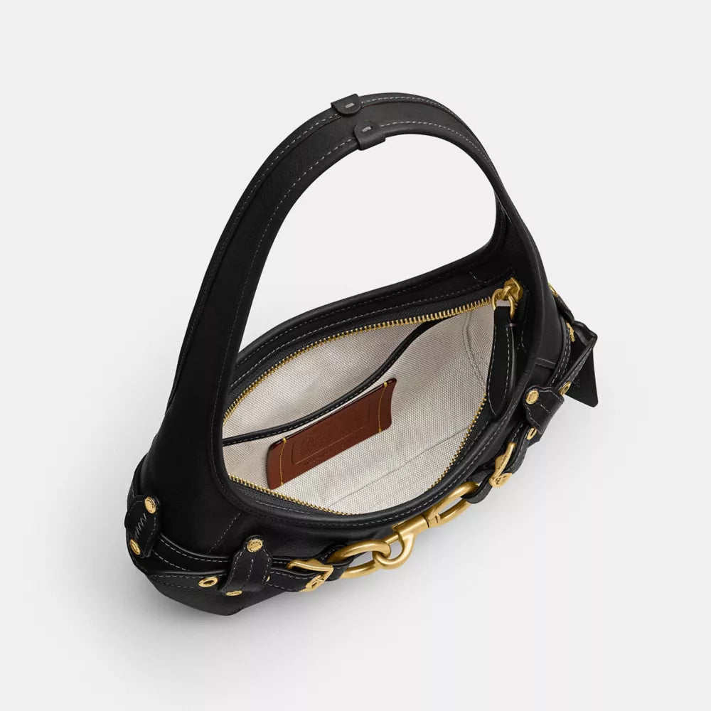 Belted Ergo Shoulder Bag 26 - Natural Grain Leather/Brass/Black