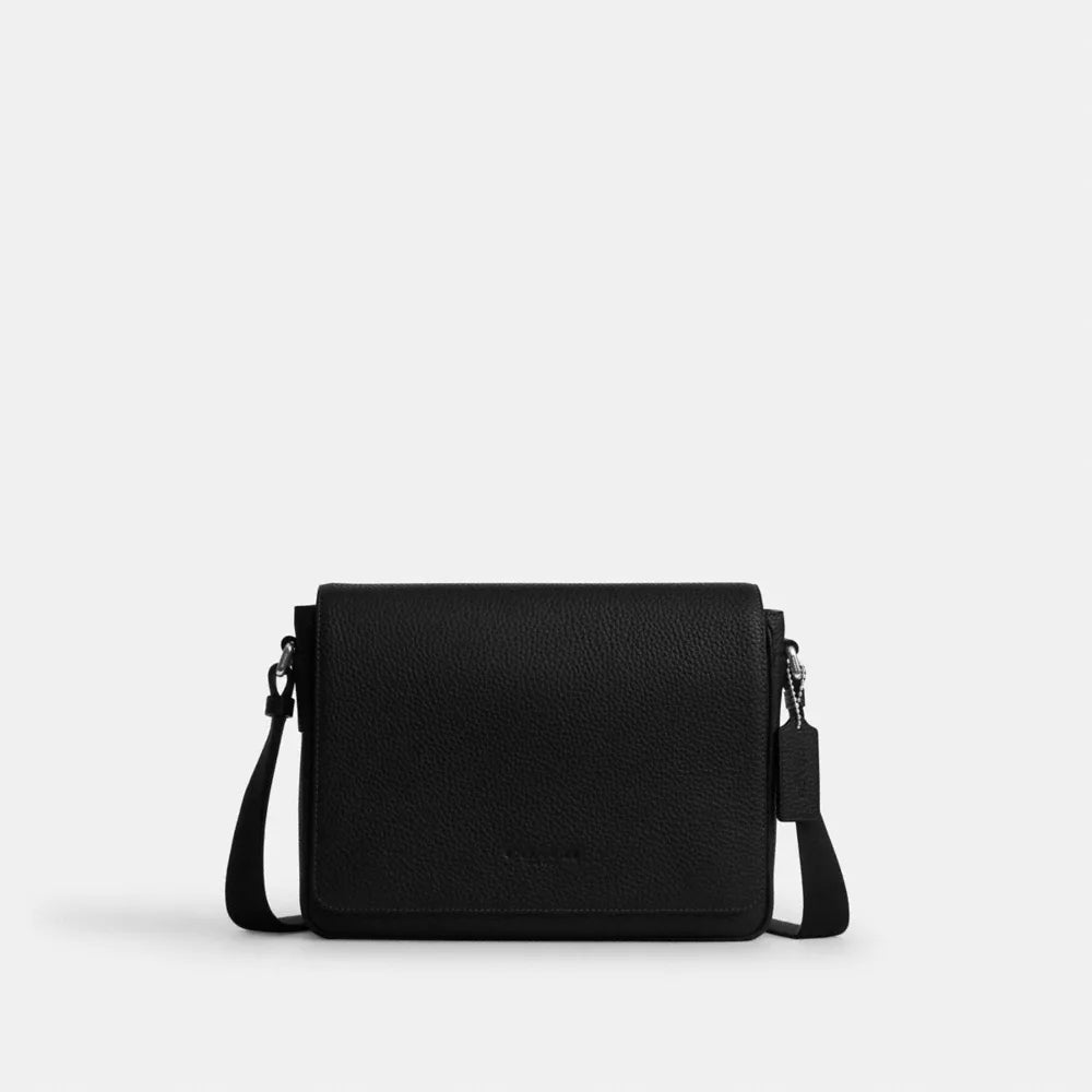 Jack Messenger Bag - Pebbled Leather/Silver/Black
