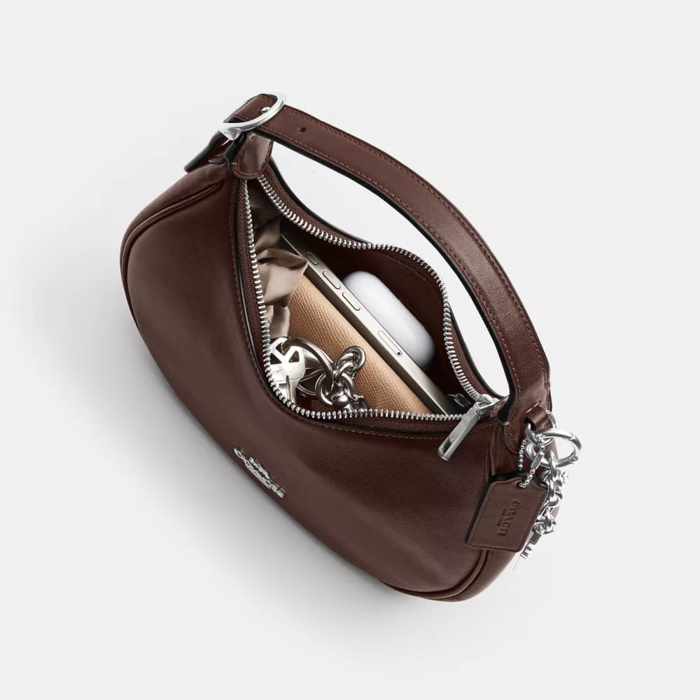 Emily Shoulder Bag - Crinkle Leather/Silver/Maple