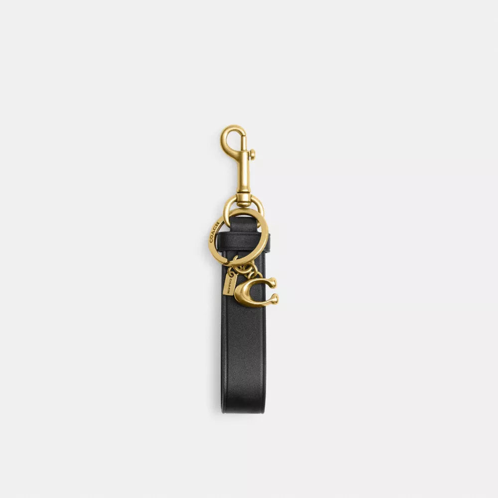 Loop Bag Charm - Smooth Leather/Brass/Black