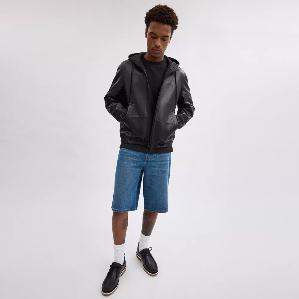 Reversible Leather Trainer - Black/Charcoal