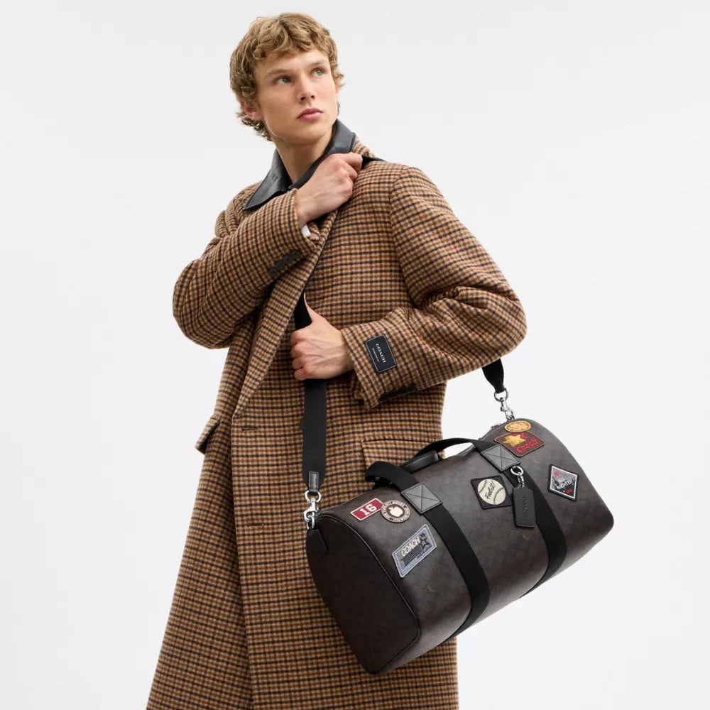Explorer Duffle Bag 45 In Signature Canvas With Patches - Signature Canvas/Sv/Walnut/Black