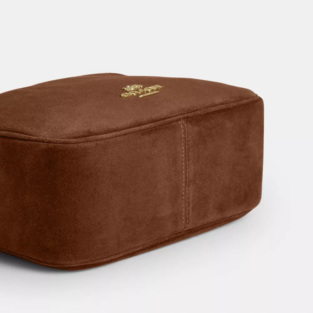 Carey Crossbody Bag - Suede/Gold/Warm Brown