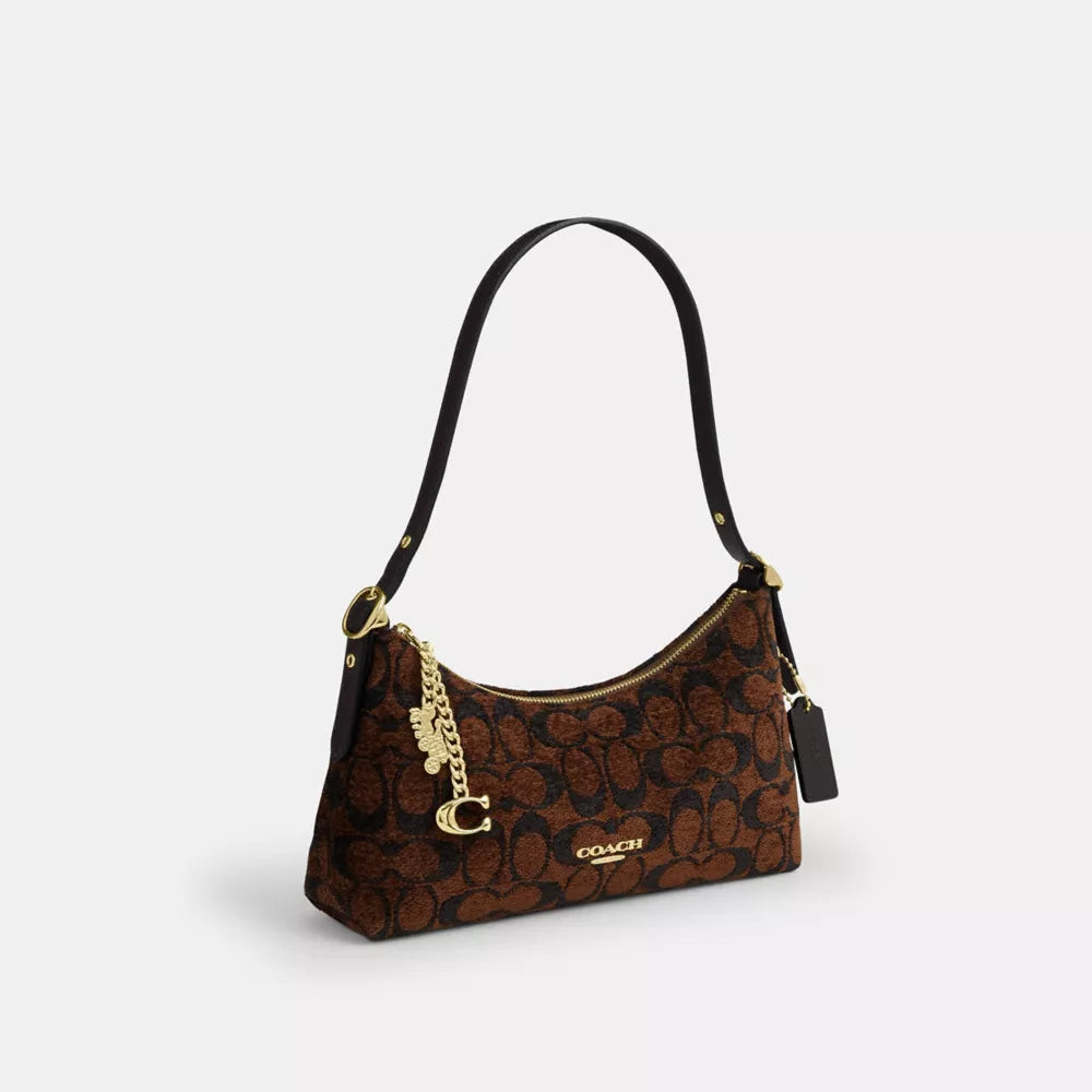 Emeilia Shoulder Bag In Signature Chenille - Signature Chenille/Gold/Truffle