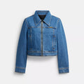 Sculpted C Shrunken Denim Jacket In Organic Cotton - Medium Blue