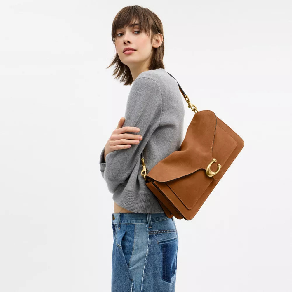 Tabby Shoulder Bag 36 - Suede/Brass/Caramel
