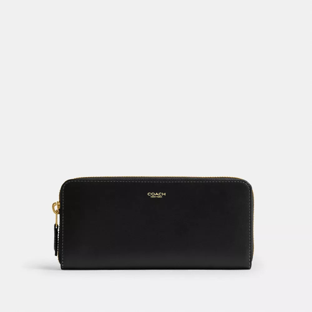New York Slim Accordion Zip Wallet - Brass/Black