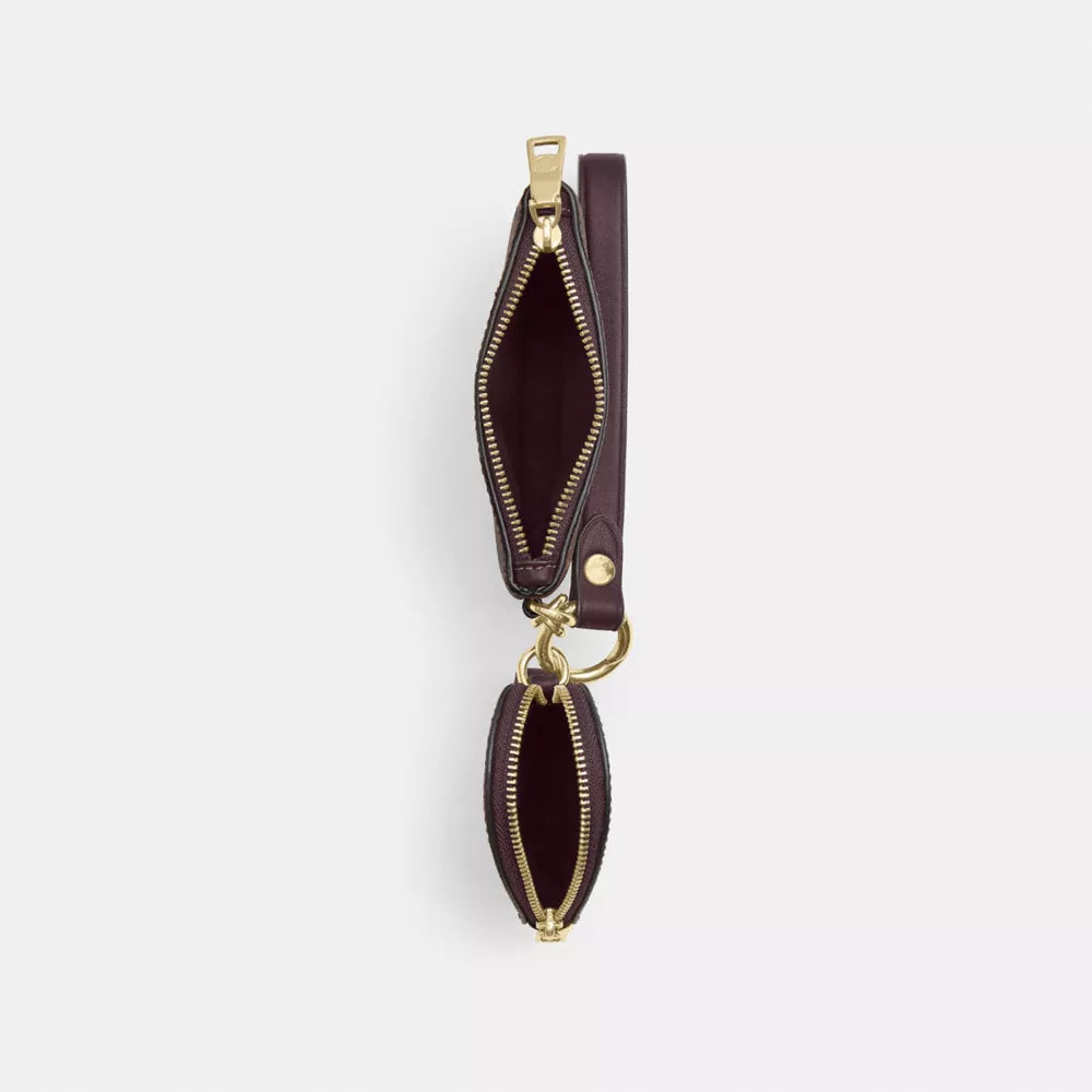 Wristlet And Heart Pouch In Signature Canvas - Signature Canvas/Gold/Black Currant