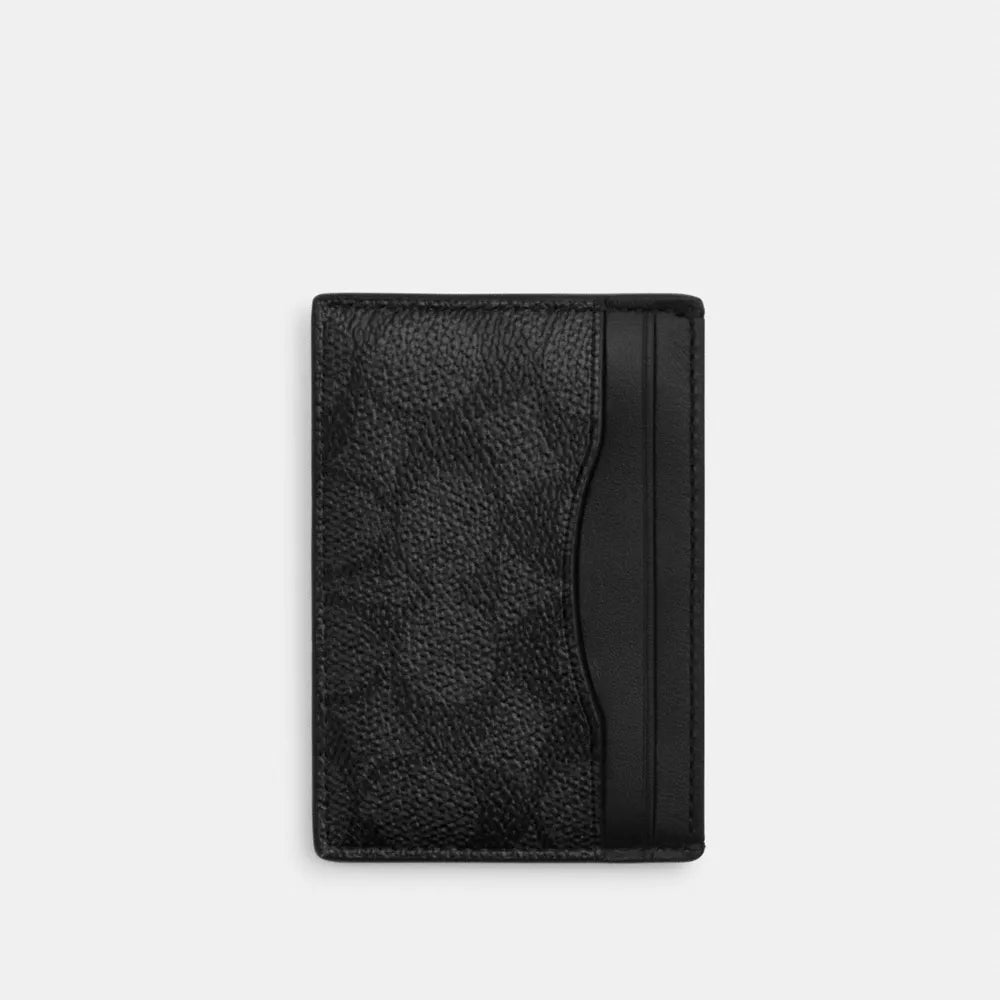 Card Case With Money Clip In Signature Canvas - Gunmetal/Charcoal/Black