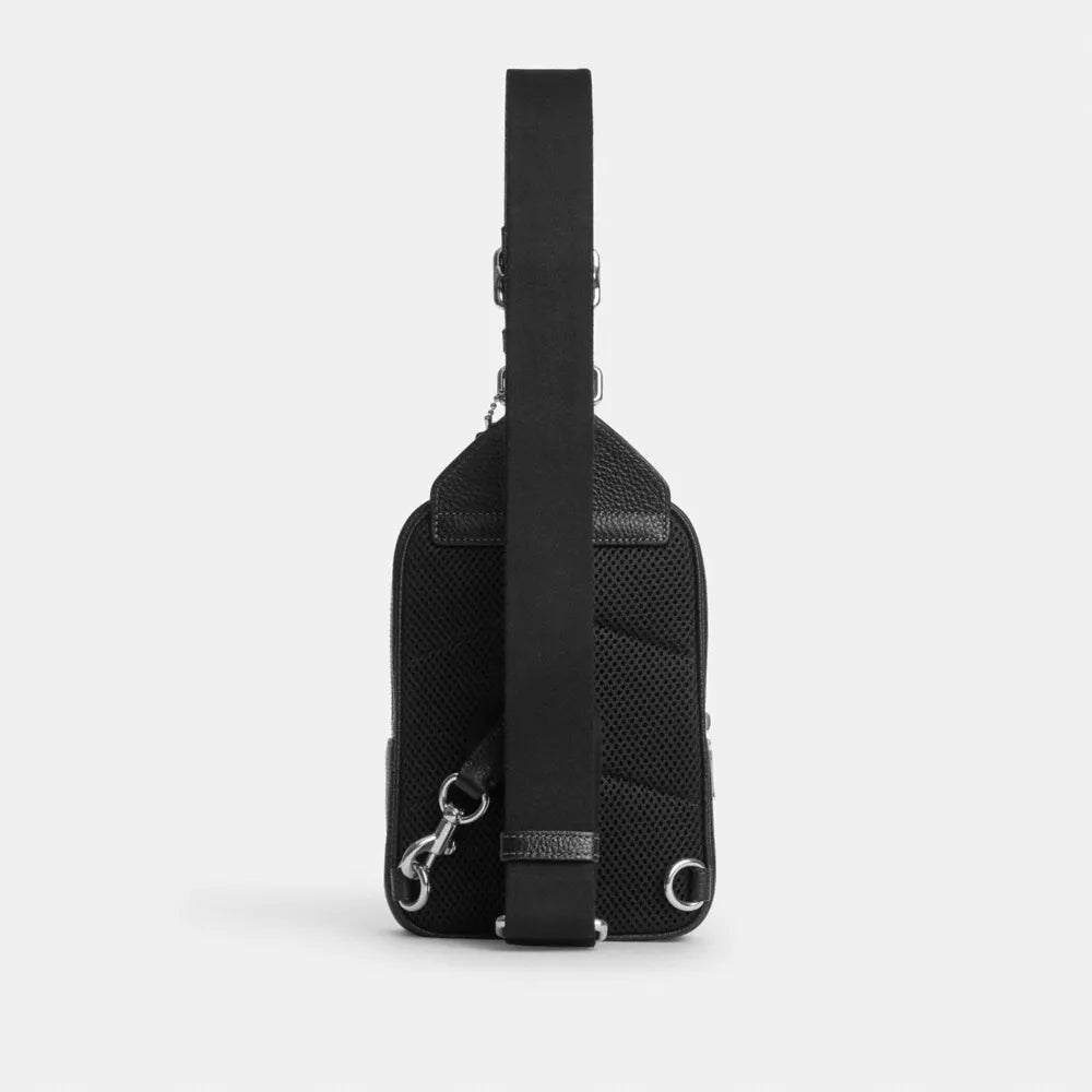 Racer Sling Pack - Pebbled Leather/Silver/BLACK