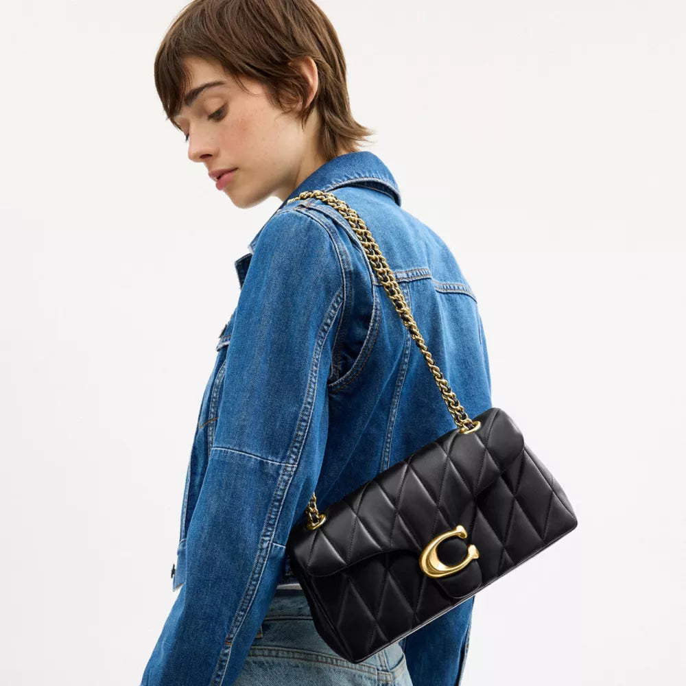 Tabby Shoulder Bag 26 With Pillow Quilting - Brass/Black
