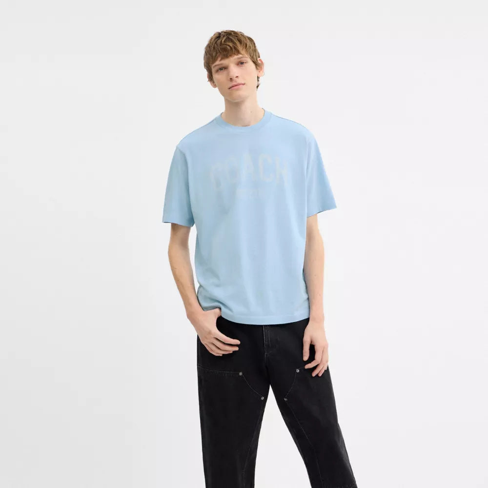Sun Fade Easy T-Shirt In Organic Cotton - Cerulean Light Blue