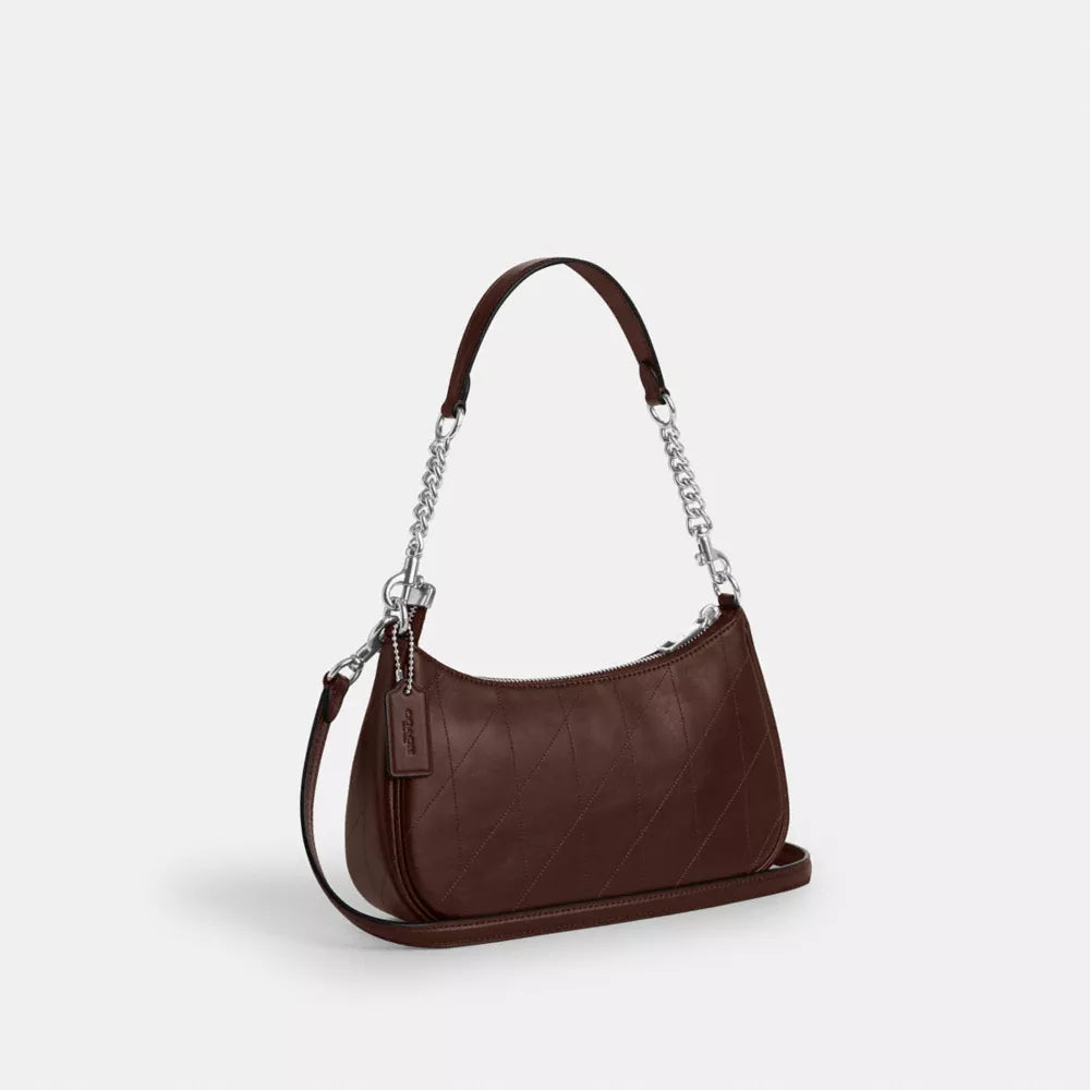 Teri Shoulder Bag With Quilting - Smooth Leather/Silver/Maple