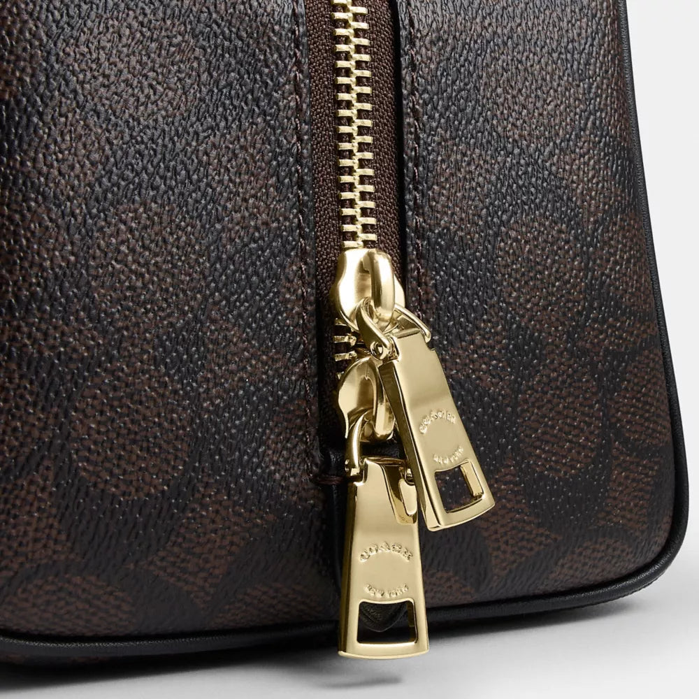 Sydney Shoulder Bag In Signature Canvas - Signature Canvas/Gold/Walnut/Black