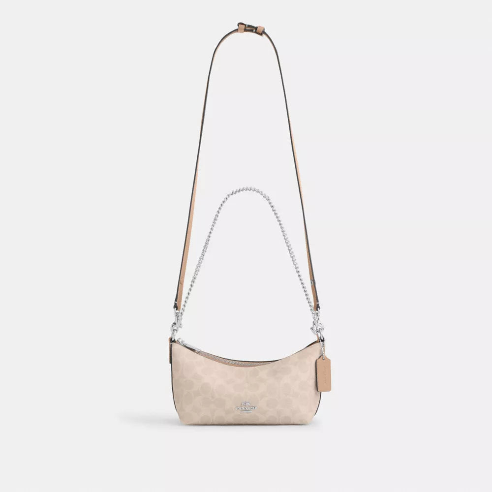 Caitlin Shoulder Bag In Signature Canvas - Signature Canvas/Silver/Sand/Taupe