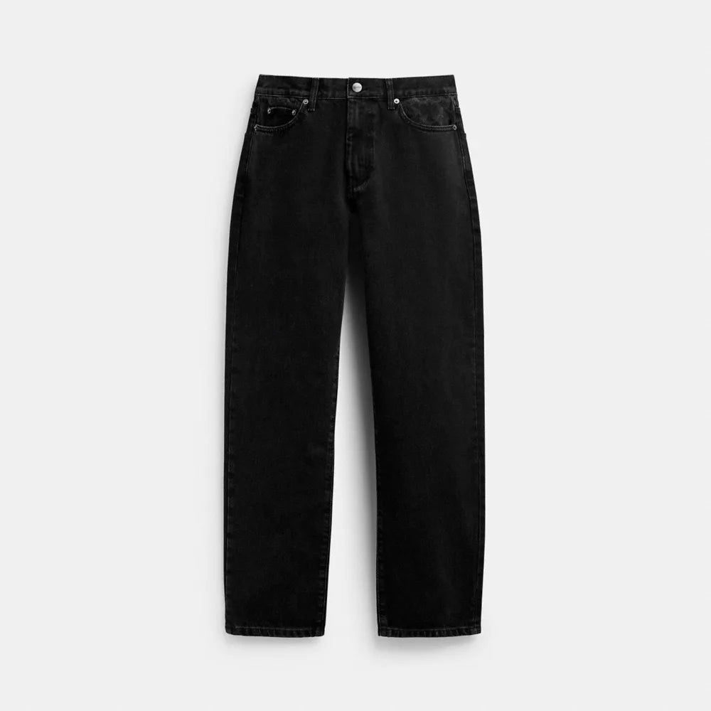 Straight Fit Denim Jeans - Black Wash