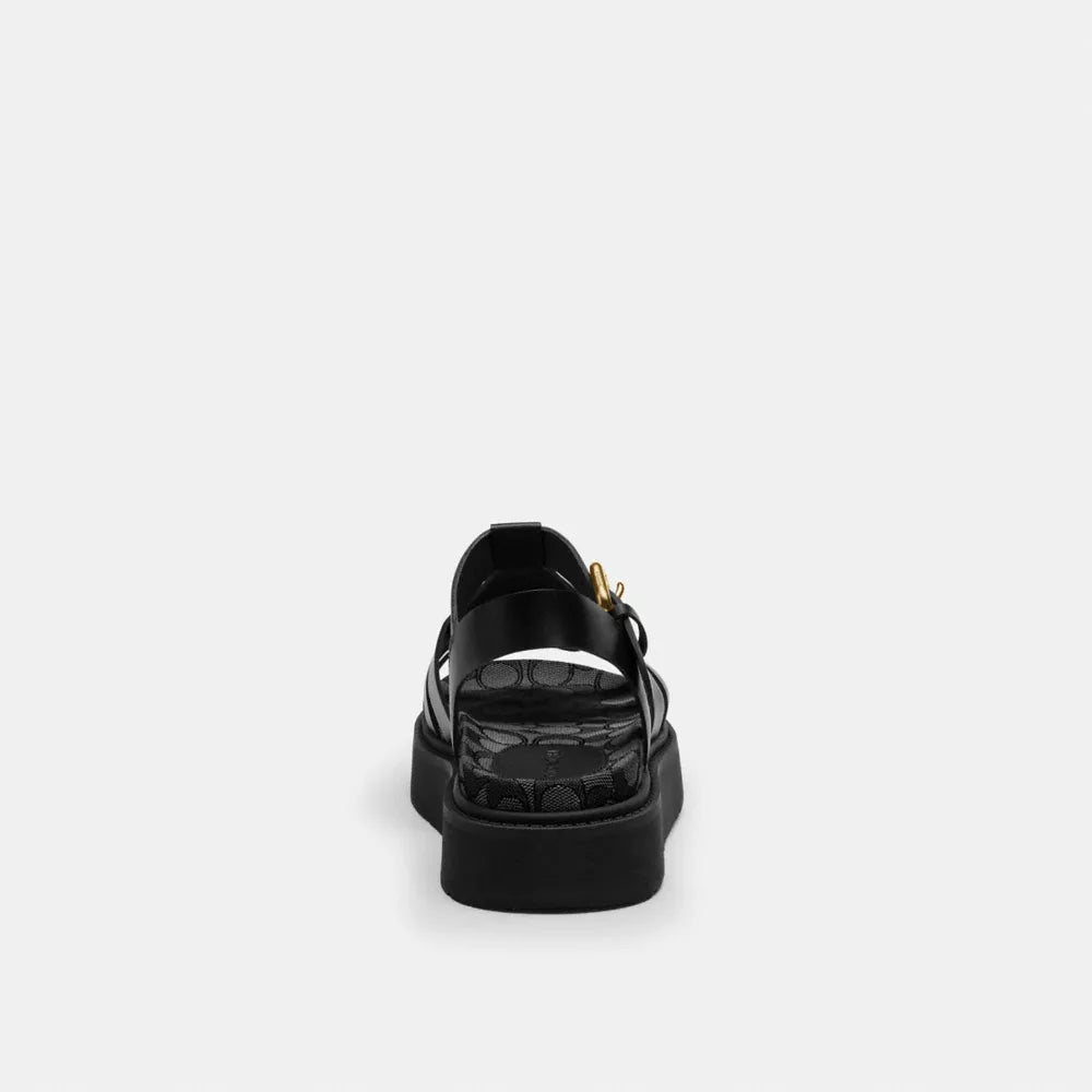 Lucy Lug Sole Sandal In Signature Jacquard - Signature Jacquard/Black/Smoke