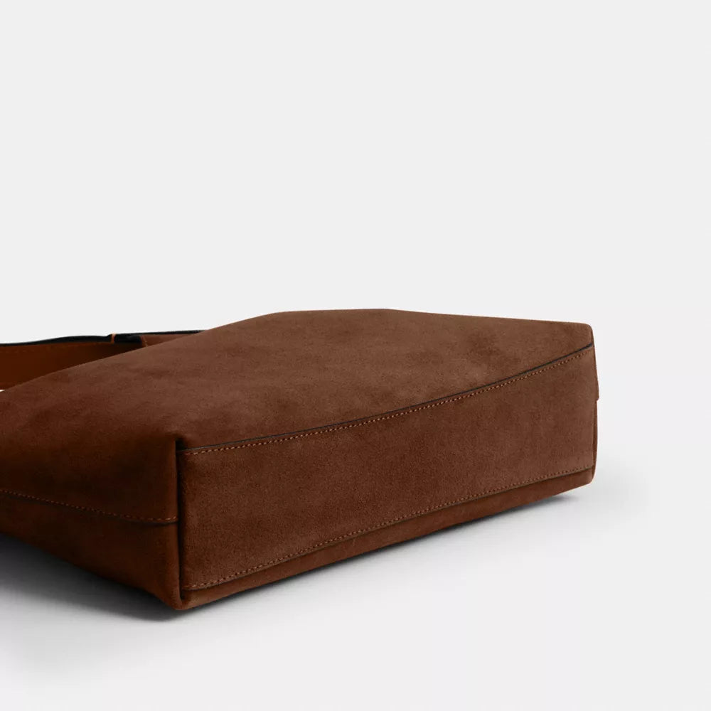 Brooklyn Shoulder Bag 28 - Suede/Brass/Warm Brown