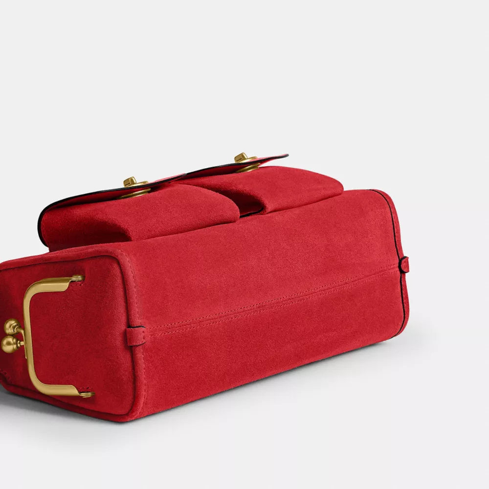 Turnlock Haversack Bag 27 - Suede/Brass/Candy Apple