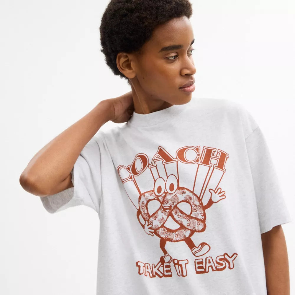 Pretzel Relaxed T-Shirt In Organic Cotton - Heather Grey