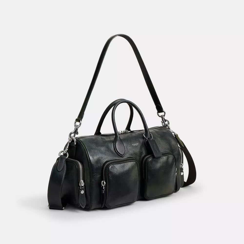 Compass Bag 35 With Pockets - Pebbled Leather/Navy/Green