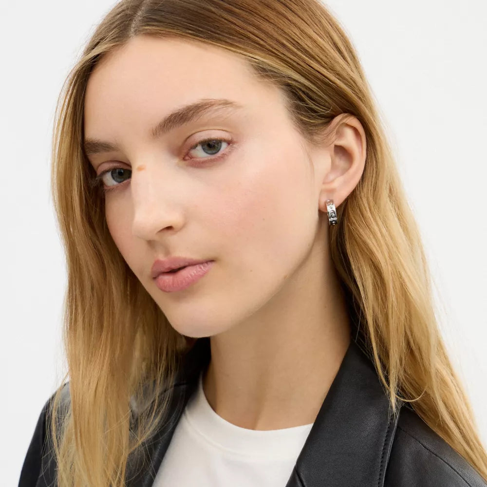 Repeated C Huggie Earrings - Silver