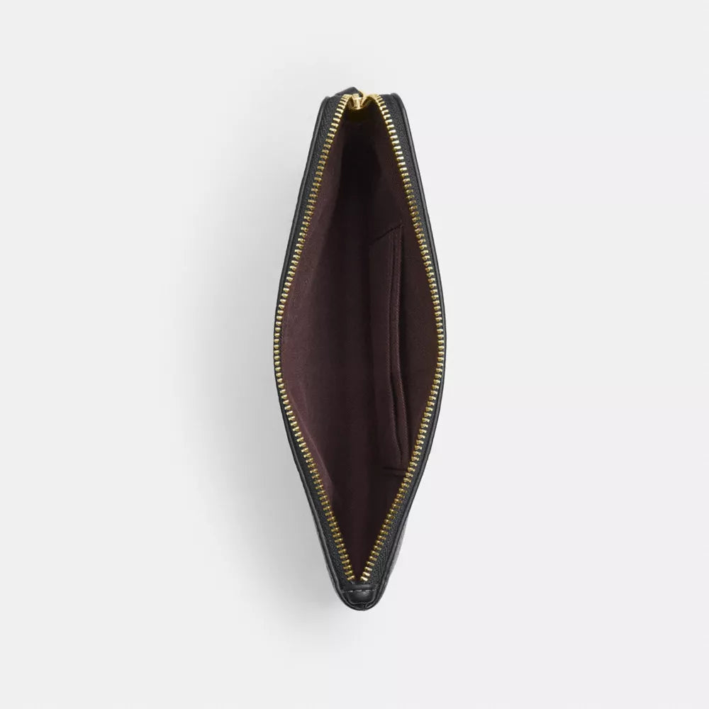 Large Corner Zip Wristlet - Pebbled Leather/Gold/Black