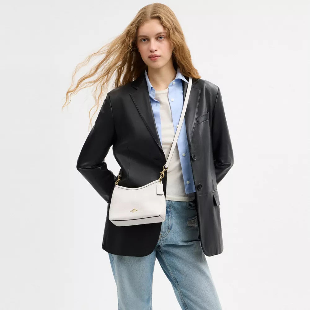 Laurel Small Shoulder Bag - Pebbled Leather/Gold/Chalk