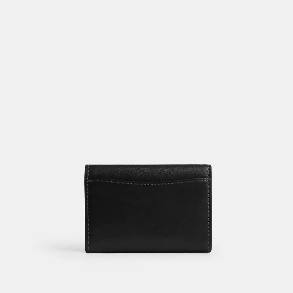Flap Card Case - Crinkle Leather/Gold/Black