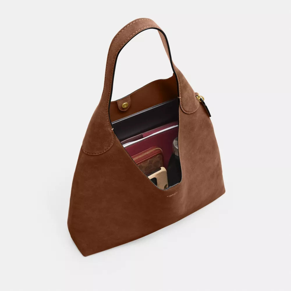 Brooklyn Shoulder Bag 39 - Suede/Brass/Warm Brown