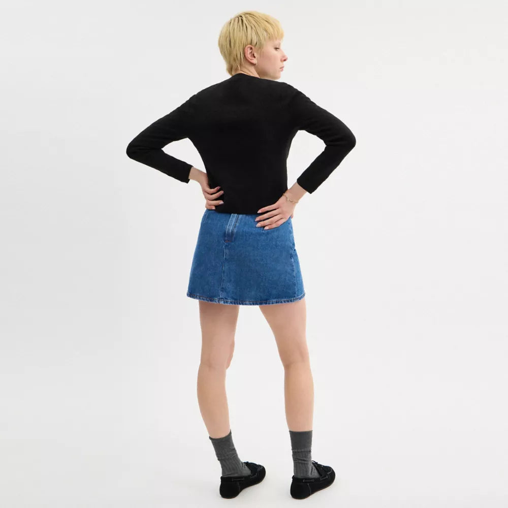 Heritage C Denim Mini Skirt In Organic Cotton - Medium Blue