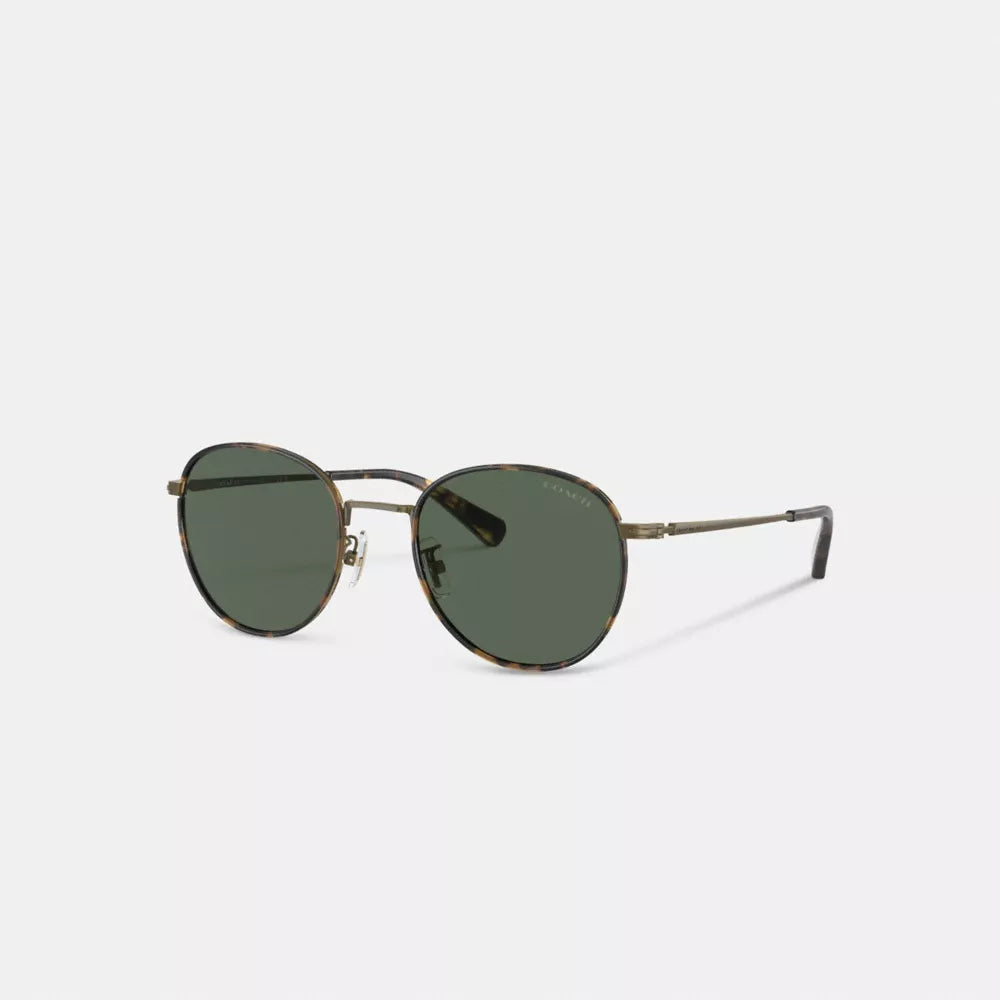 Metal Windsor Round Sunglasses - Dark Tortoise/Antique Gold