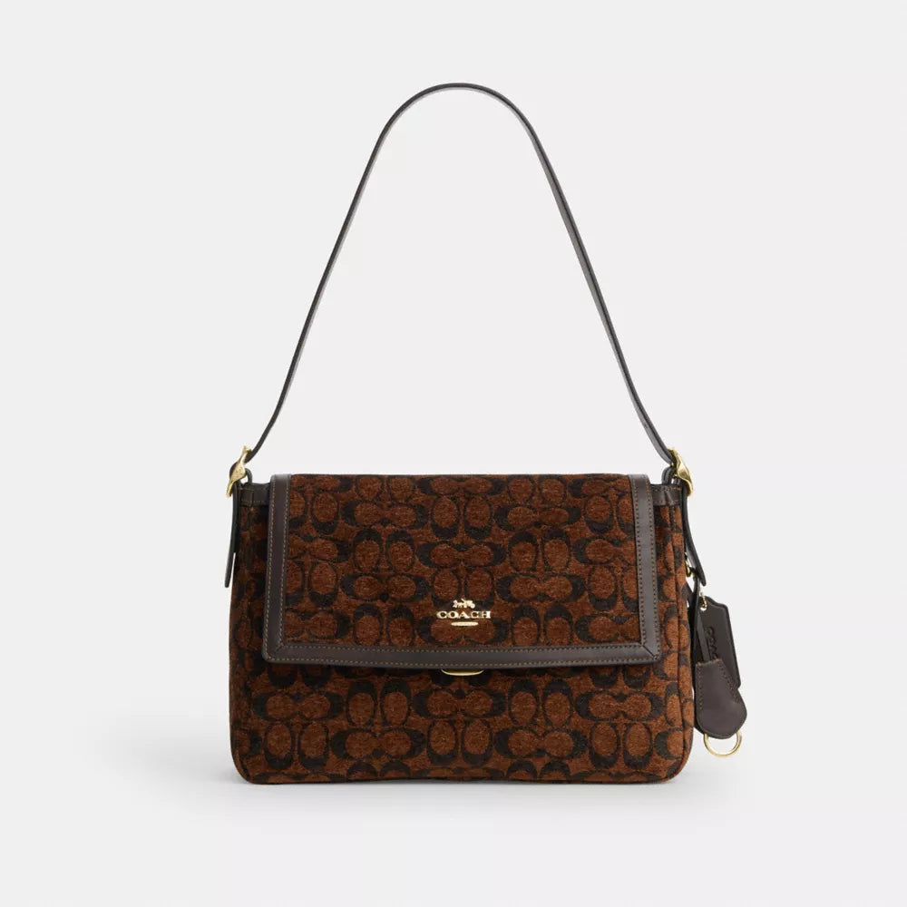 Etta Flap Bag In Signature Chenille - Signature Chenille/Gold/Truffle