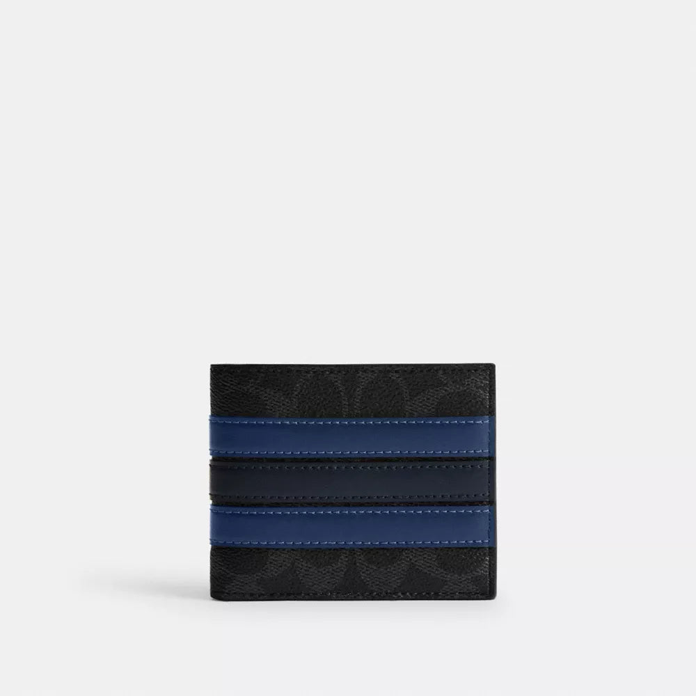 ID Billfold Wallet In Signature Canvas With Varsity Stripe - Signature Canvas/Black