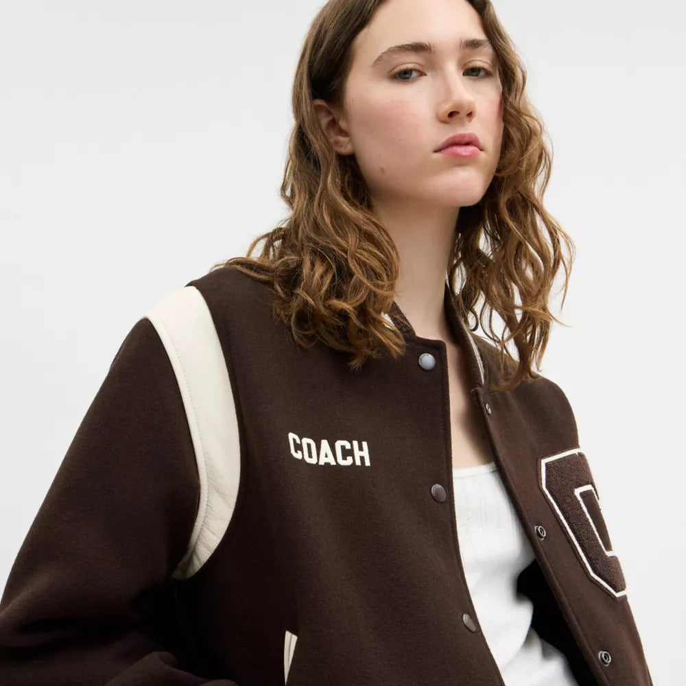 Wool Varsity Jacket - Hickory Brown