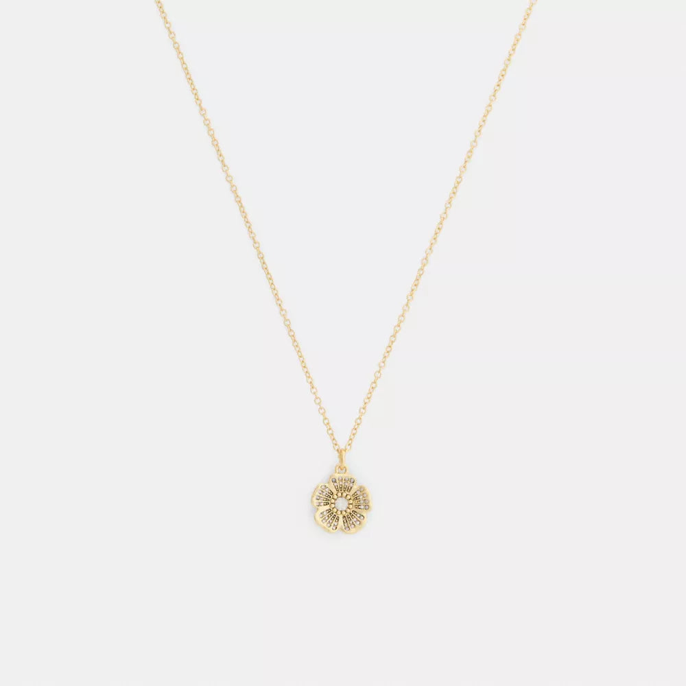 Pavﾨﾦ Tea Rose Pendant Necklace - Gold/Clear