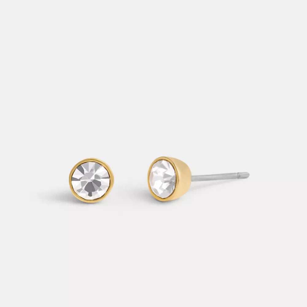 Halo Round Stud Earrings - Gold