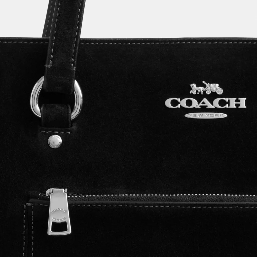 Station Tote Bag - Suede/Silver/Black