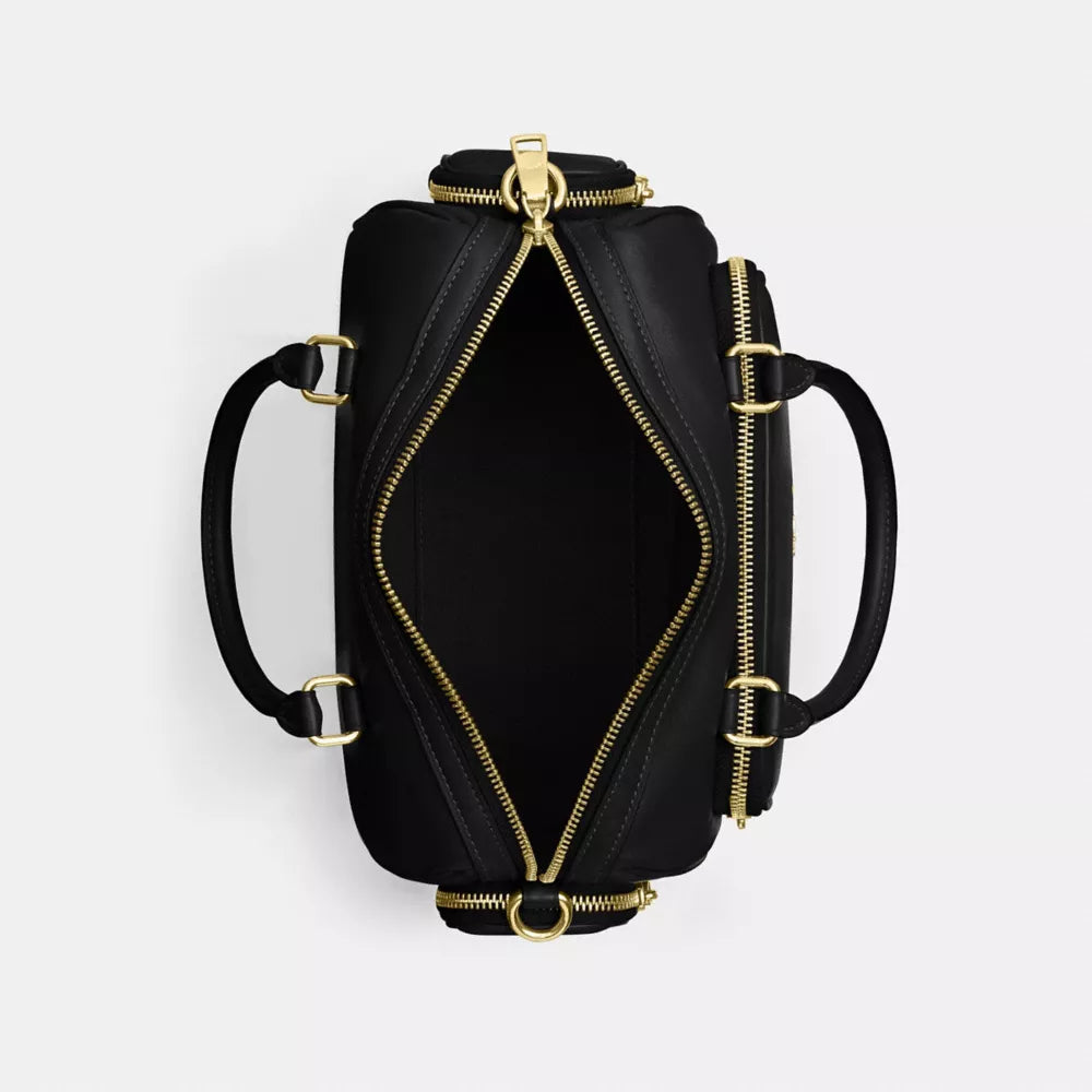 Rowan Satchel Bag With Pockets - Gold/Black