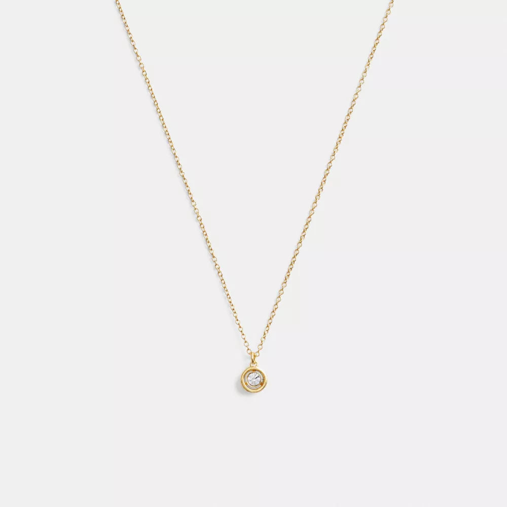 Halo Round Pendant Necklace - Gold